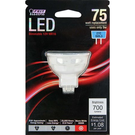 FEIT ELECTRIC MR16 GU5.3 LED Bulb Warm White 75 W BPEYC/LED